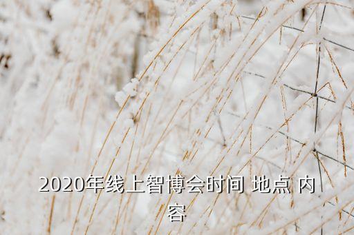 2020年線上智博會(huì)時(shí)間 地點(diǎn) 內(nèi)容