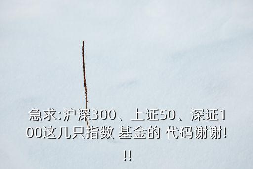 急求:滬深300、上證50、深證100這幾只指數(shù) 基金的 代碼謝謝!!!