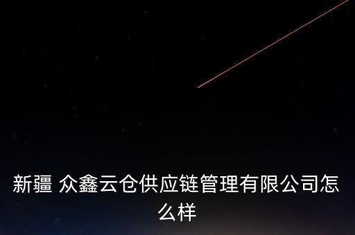 新疆 眾鑫云倉供應鏈管理有限公司怎么樣