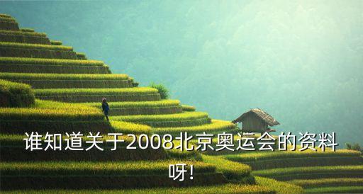 誰知道關于2008北京奧運會的資料呀!